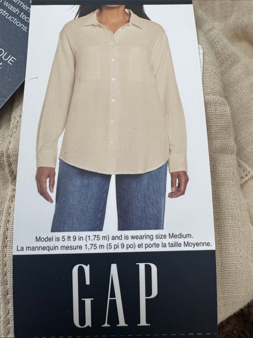 GAP Beige Button-Down Long Sleeve Shirt